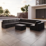 Lade das Bild in den Galerie-Viewer, Luxuriöses Modulares Gartensofa Set U-Form mit Beistellhocker – Wetterfest &amp; Komfortabel
