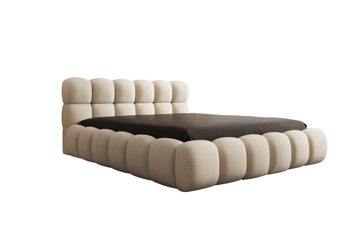 Designer Polsterbett Boston Bouclé mit Stauraum, Samtbezug, moderne Optik