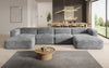 Gemütliches U-förmiges Cord-Sofa: Luxuriöser Komfort mit Schlaffunktion und Stauraum