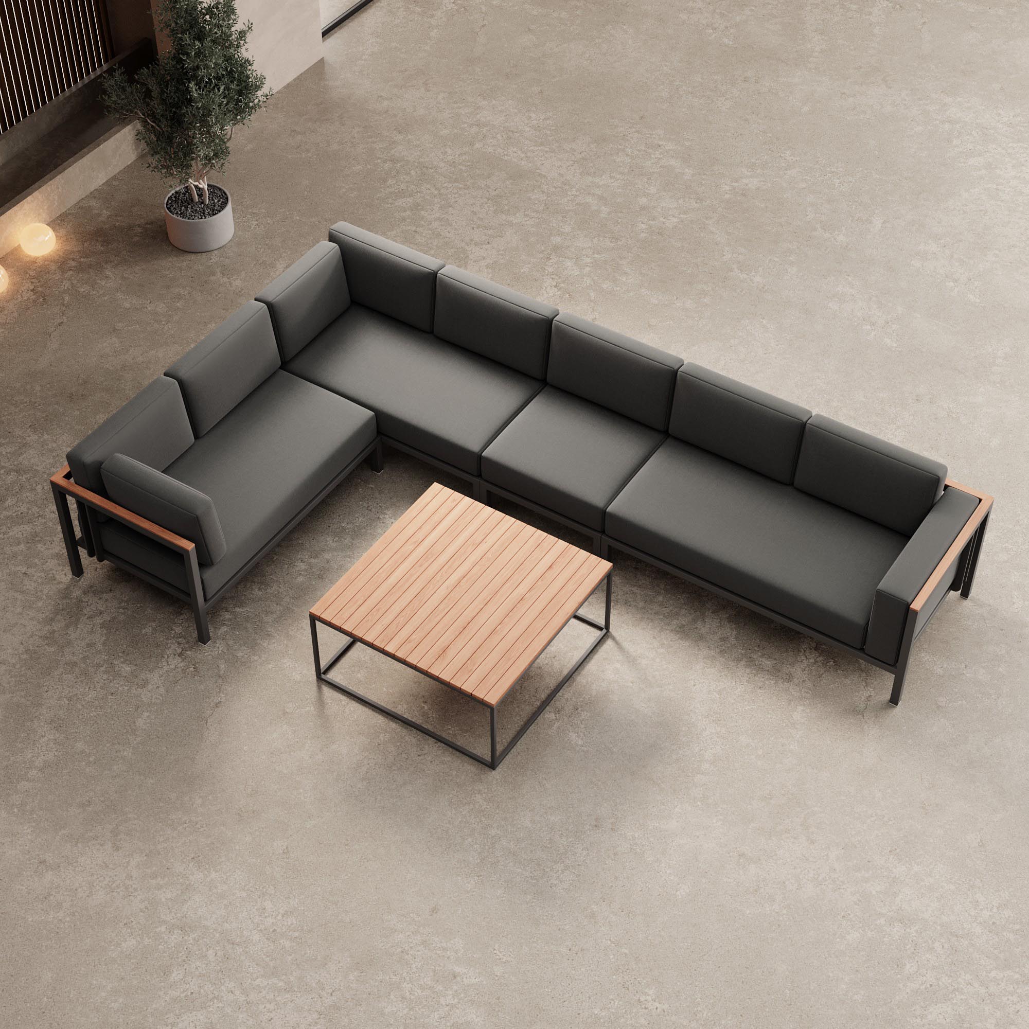 Euphoria Luxus Gartenlounge Aluminium Sunbrella Stoff Ecksofa Set mit Tisch