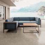 Lade das Bild in den Galerie-Viewer, Luxuriöse Garten-Ecklounge mit Tisch: Wetterfestes Aluminium, Sunbrella-Stoff, Aevora Kollektion
