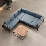 Lade das Bild in den Galerie-Viewer, Luxuriöse Garten-Ecklounge mit Tisch: Wetterfestes Aluminium, Sunbrella-Stoff, Aevora Kollektion
