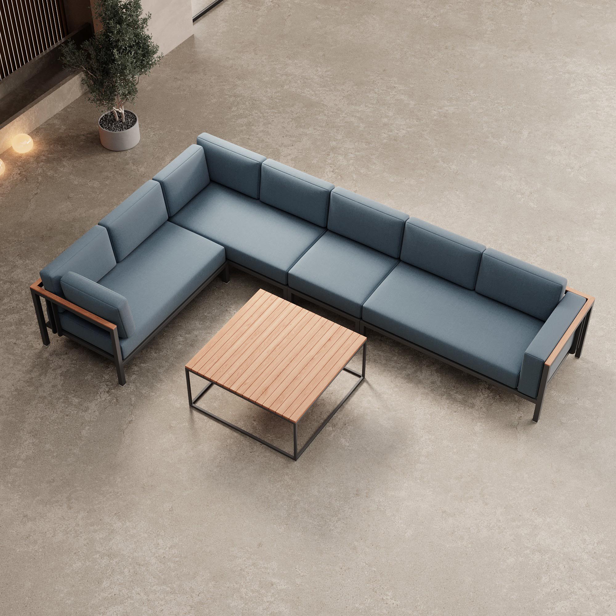 Euphoria Luxus Gartenlounge Aluminium Sunbrella Stoff Ecksofa Set mit Tisch