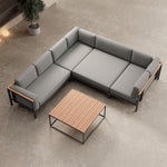 Lade das Bild in den Galerie-Viewer, Luxuriöse Garten-Ecklounge mit Tisch: Wetterfestes Aluminium, Sunbrella-Stoff, Aevora Kollektion
