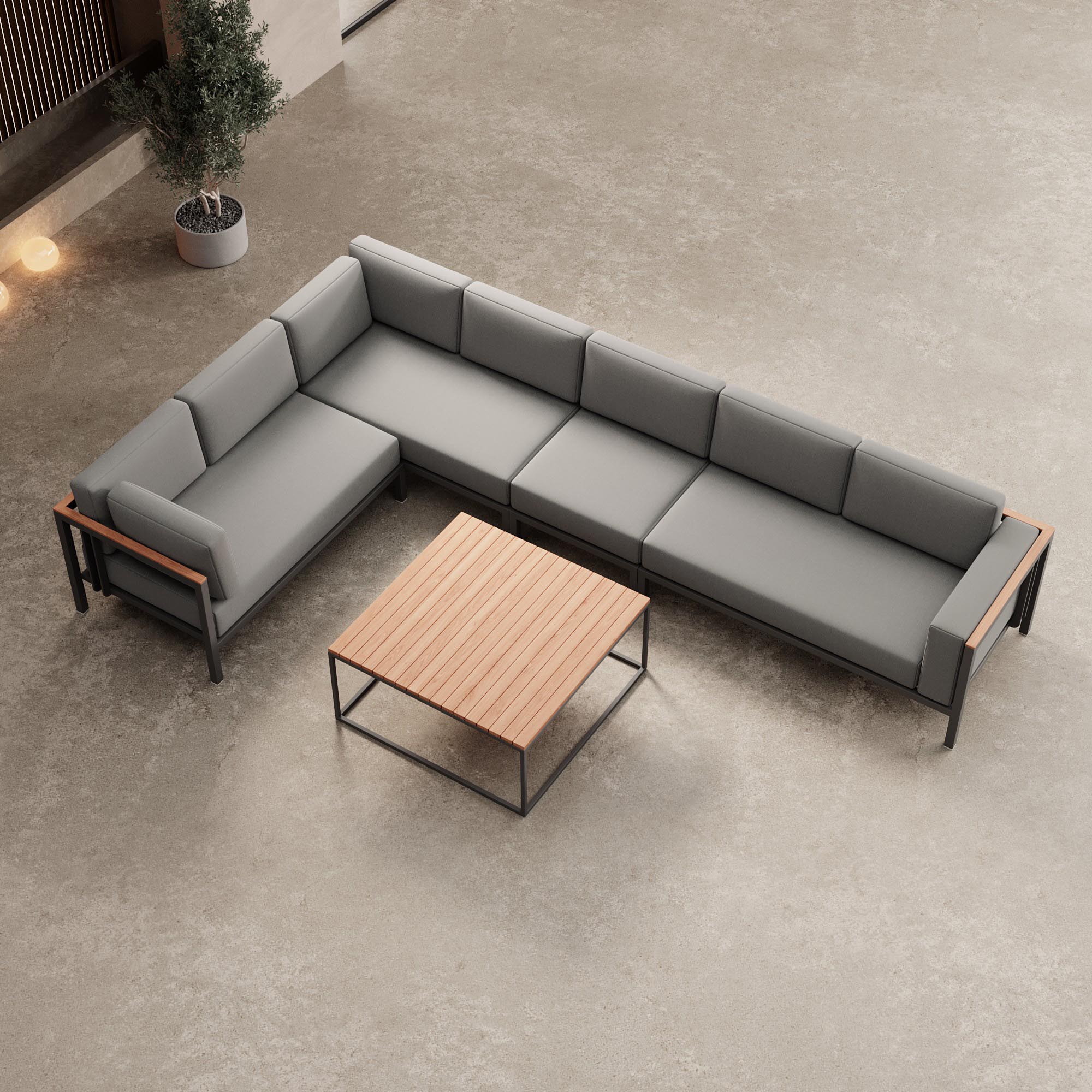Euphoria Luxus Gartenlounge Aluminium Sunbrella Stoff Ecksofa Set mit Tisch