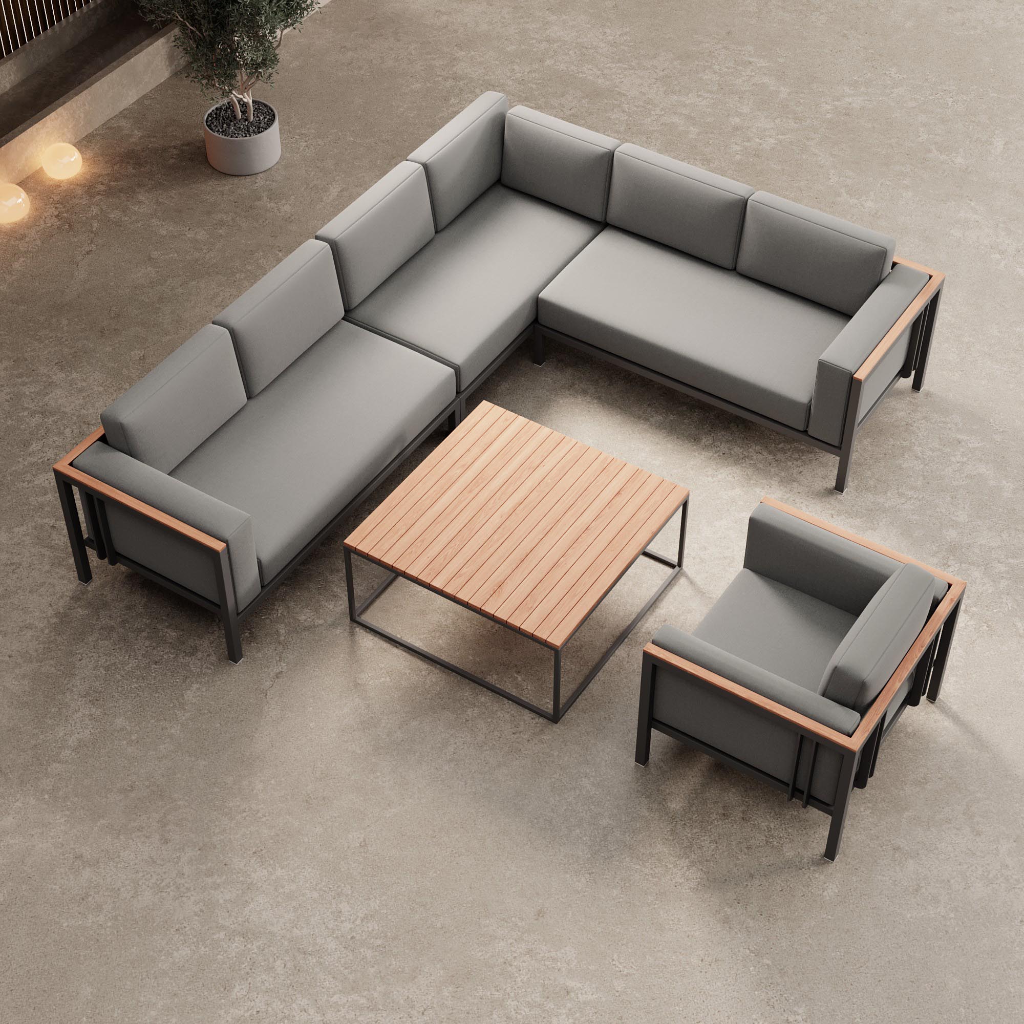 Luxuriöse Euphoria Ecklounge: Elegantes Aluminium Gartenmöbel-Set mit Sunbrella Polstern, wetterfest, modern.