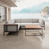 Luxuriöse Garten-Ecklounge mit Tisch: Wetterfestes Aluminium, Sunbrella-Stoff, Aevora Kollektion