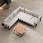 Lade das Bild in den Galerie-Viewer, Luxuriöse Garten-Ecklounge mit Tisch: Wetterfestes Aluminium, Sunbrella-Stoff, Aevora Kollektion
