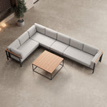 Lade das Bild in den Galerie-Viewer, Euphoria Luxus Gartenlounge Aluminium Sunbrella Stoff Ecksofa Set mit Tisch

