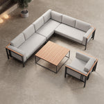 Lade das Bild in den Galerie-Viewer, Luxuriöse Euphoria Ecklounge: Elegantes Aluminium Gartenmöbel-Set mit Sunbrella Polstern, wetterfest, modern.
