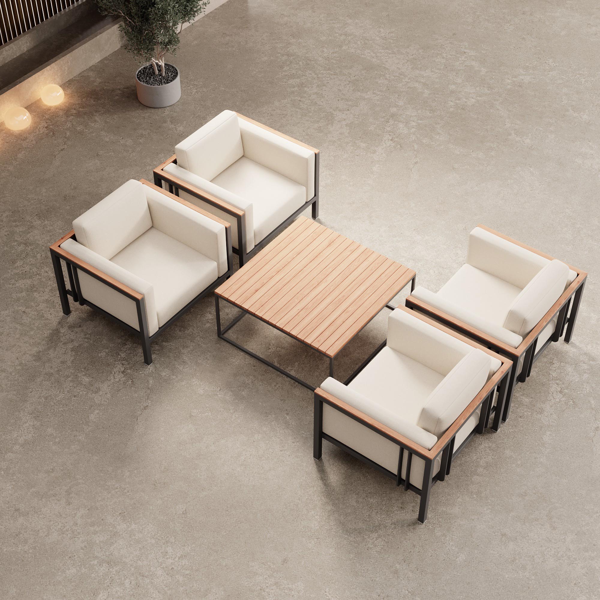 Luxuriöses Euphoria Outdoor Lounge Set: 4 Aluminium Sessel & Couchtisch