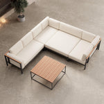 Lade das Bild in den Galerie-Viewer, Luxuriöse Garten-Ecklounge mit Tisch: Wetterfestes Aluminium, Sunbrella-Stoff, Aevora Kollektion
