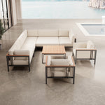 Lade das Bild in den Galerie-Viewer, Luxuriöses Wetterfestes Garten Lounge Set: Ecksofa, Sessel, Aluminium, Sunbrella Stoff
