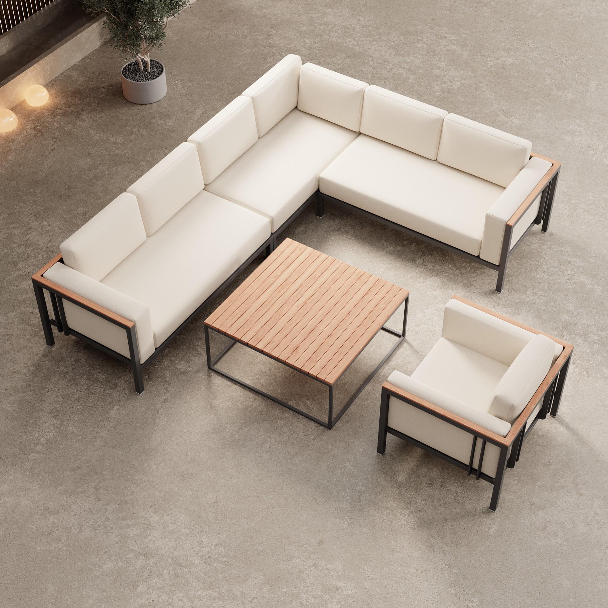 Luxuriöse Euphoria Ecklounge: Elegantes Aluminium Gartenmöbel-Set mit Sunbrella Polstern, wetterfest, modern.