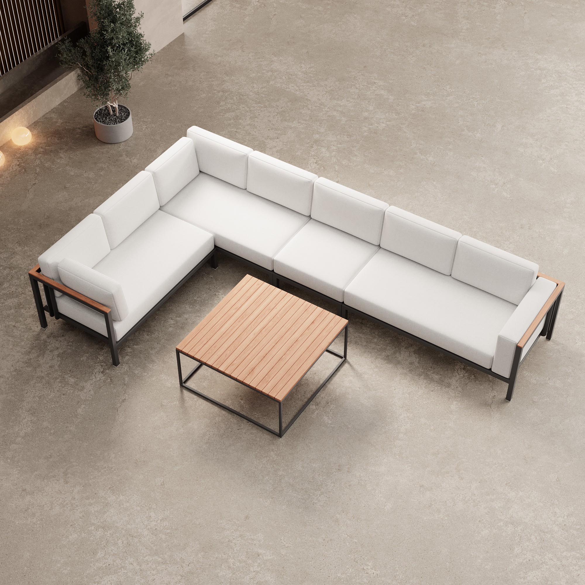 Euphoria Luxus Gartenlounge Aluminium Sunbrella Stoff Ecksofa Set mit Tisch