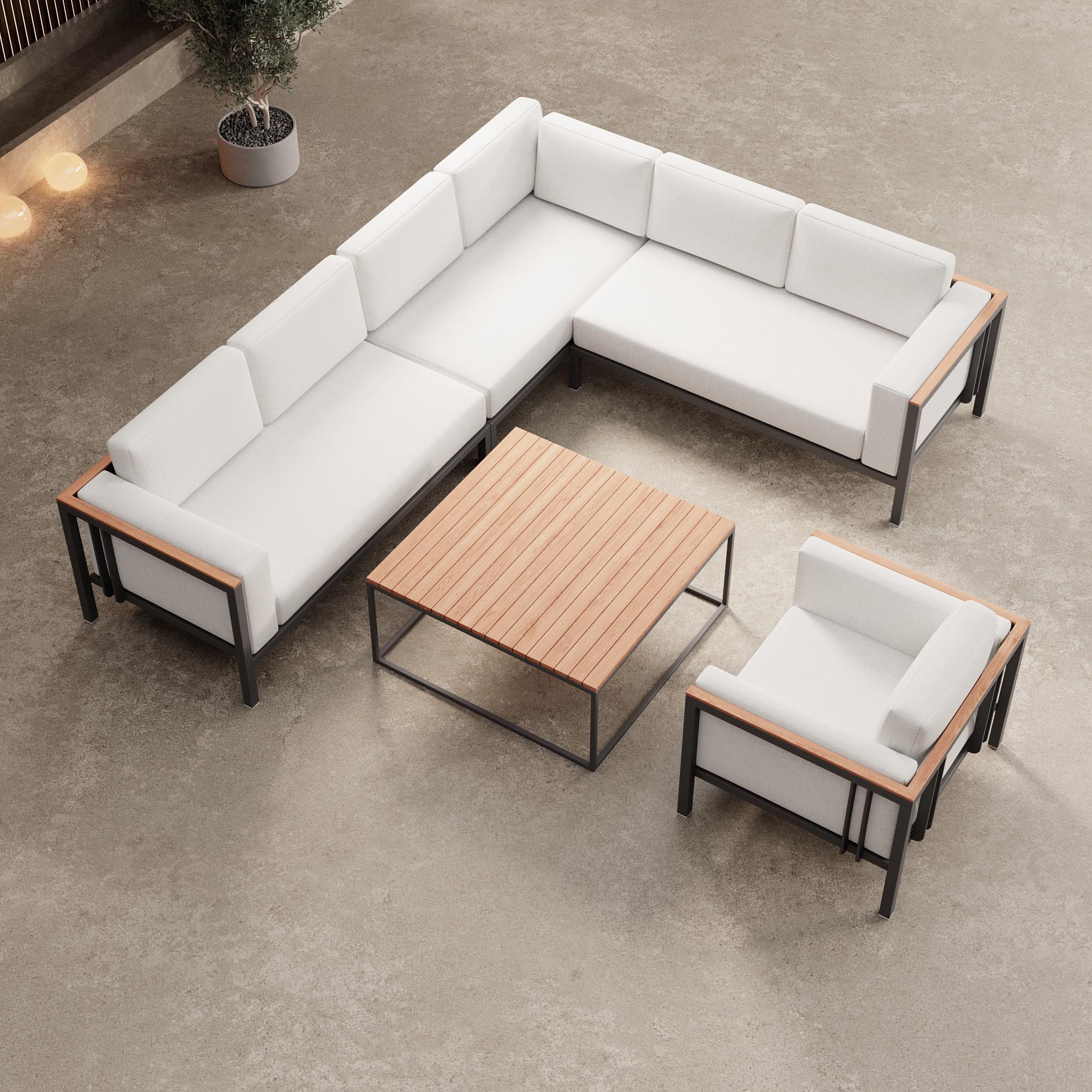 Luxuriöse Euphoria Ecklounge: Elegantes Aluminium Gartenmöbel-Set mit Sunbrella Polstern, wetterfest, modern.