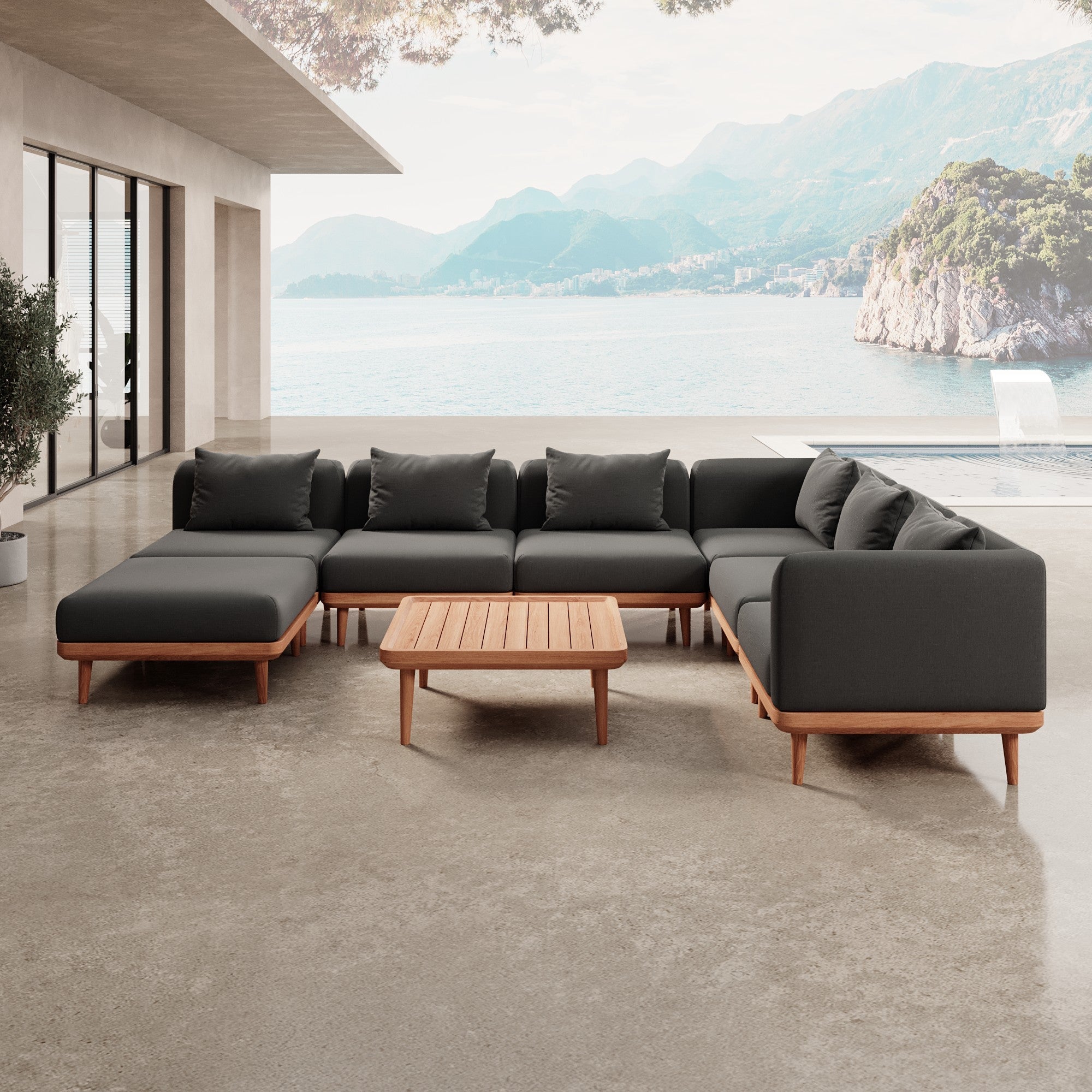 Nouri Aevora™ Luxus Outdoor Wohnlandschaft – Modulares Gartensofa mit Sunbrella Stoff