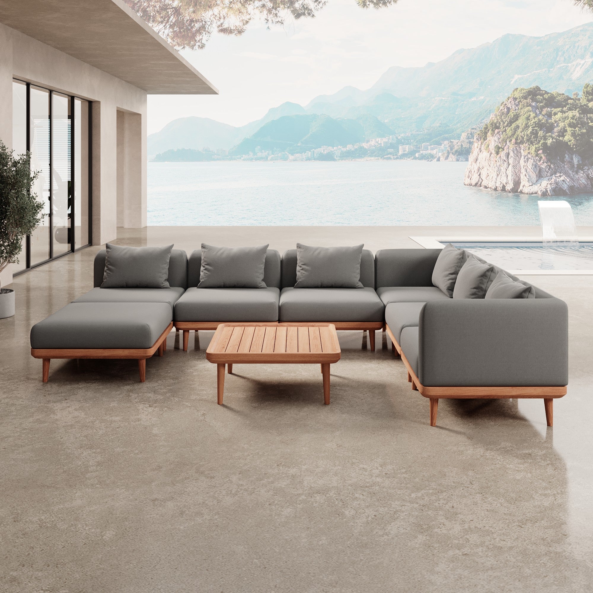 Luxuriöse Nouri Aevora Designer Outdoor Wohnlandschaft – Modulares Wetterfestes Garten Lounge Sofa Set