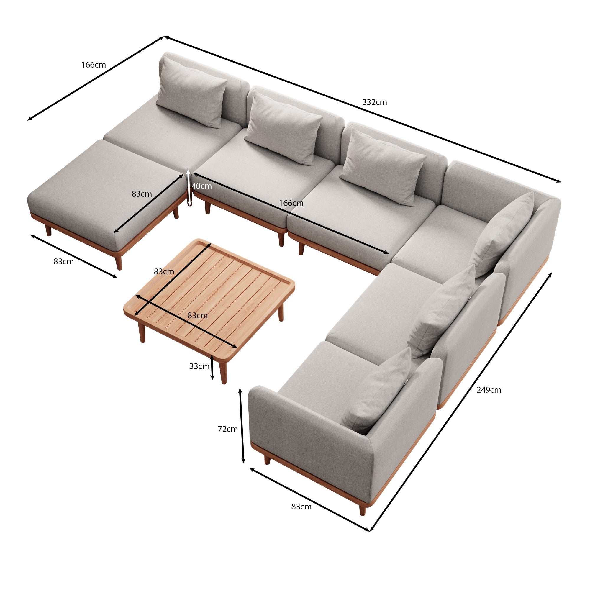 Luxuriöse Nouri Aevora Designer Outdoor Wohnlandschaft – Modulares Wetterfestes Garten Lounge Sofa Set