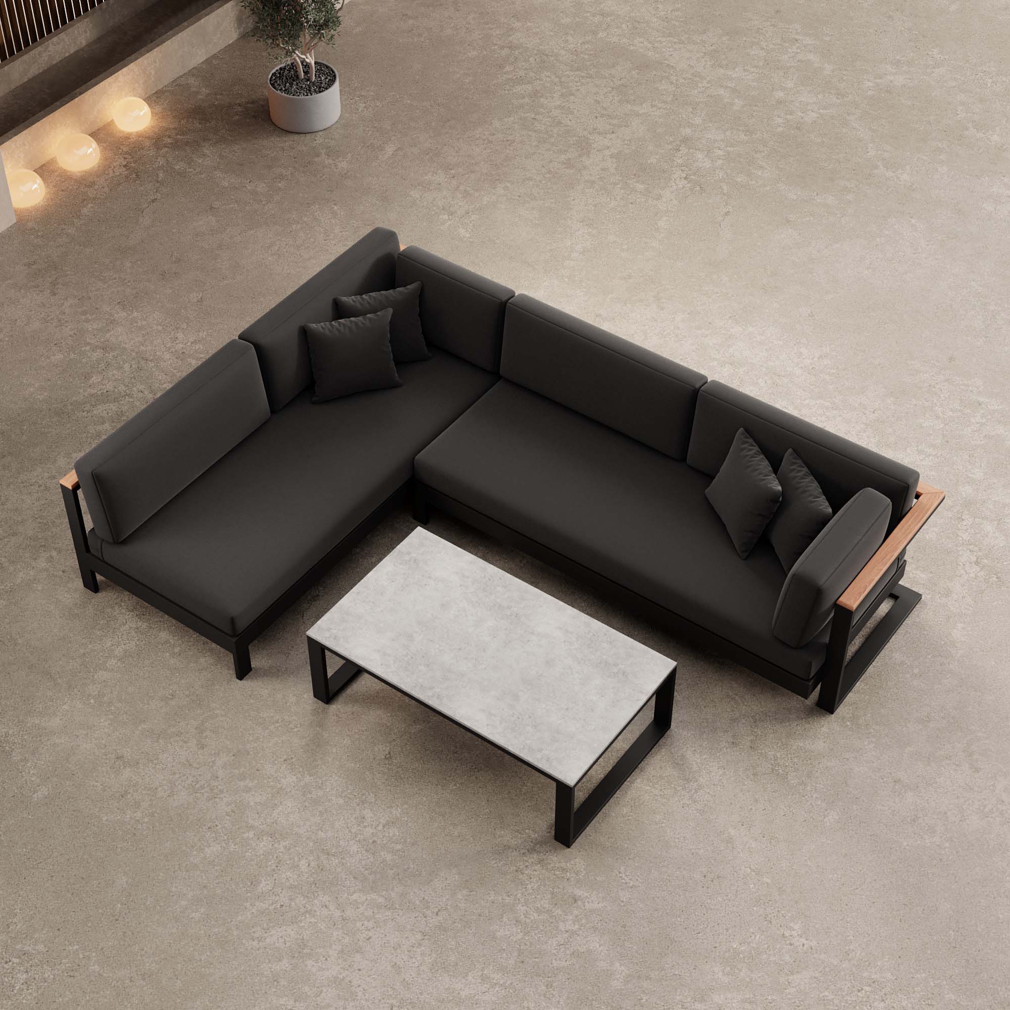Luxuriöse Vayla Ecklounge Gartenmöbel Set mit Sunbrella® Polstern & Aluminiumrahmen
