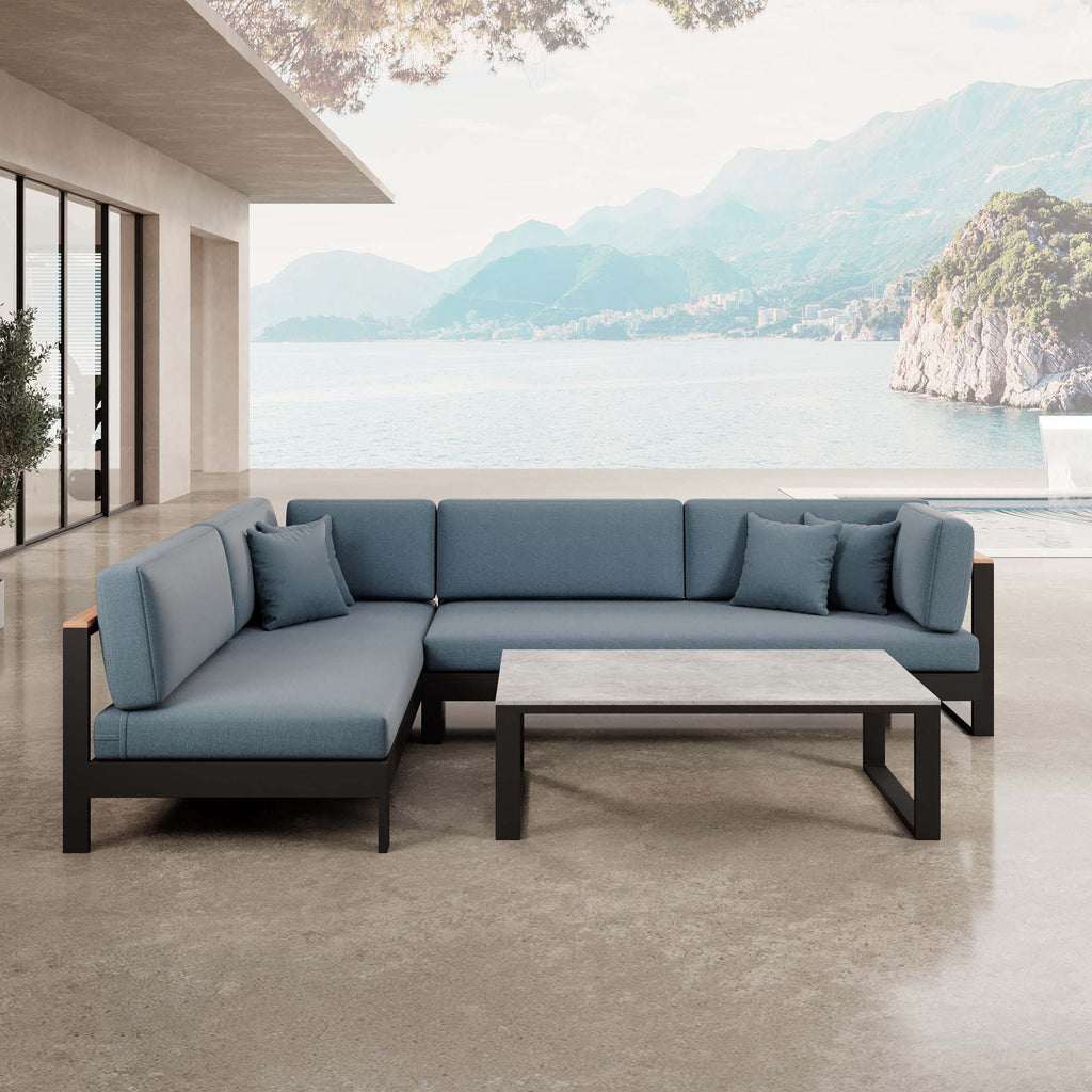 Luxuriöse Vayla Ecklounge Gartenmöbel Set mit Sunbrella® Polstern & Aluminiumrahmen
