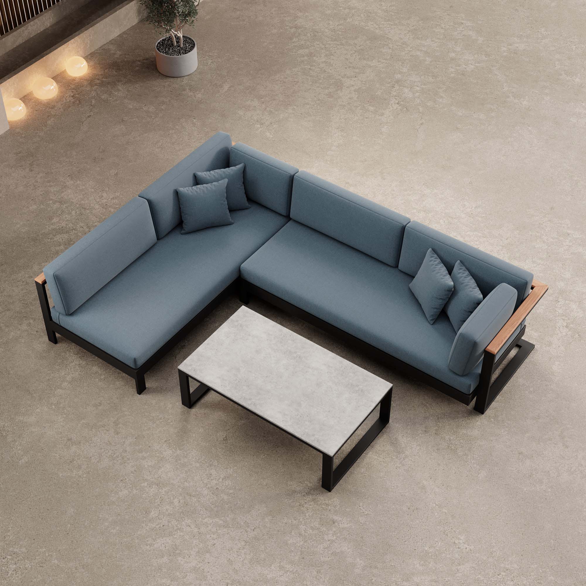 Luxuriöse Vayla Ecklounge Gartenmöbel Set mit Sunbrella® Polstern & Aluminiumrahmen