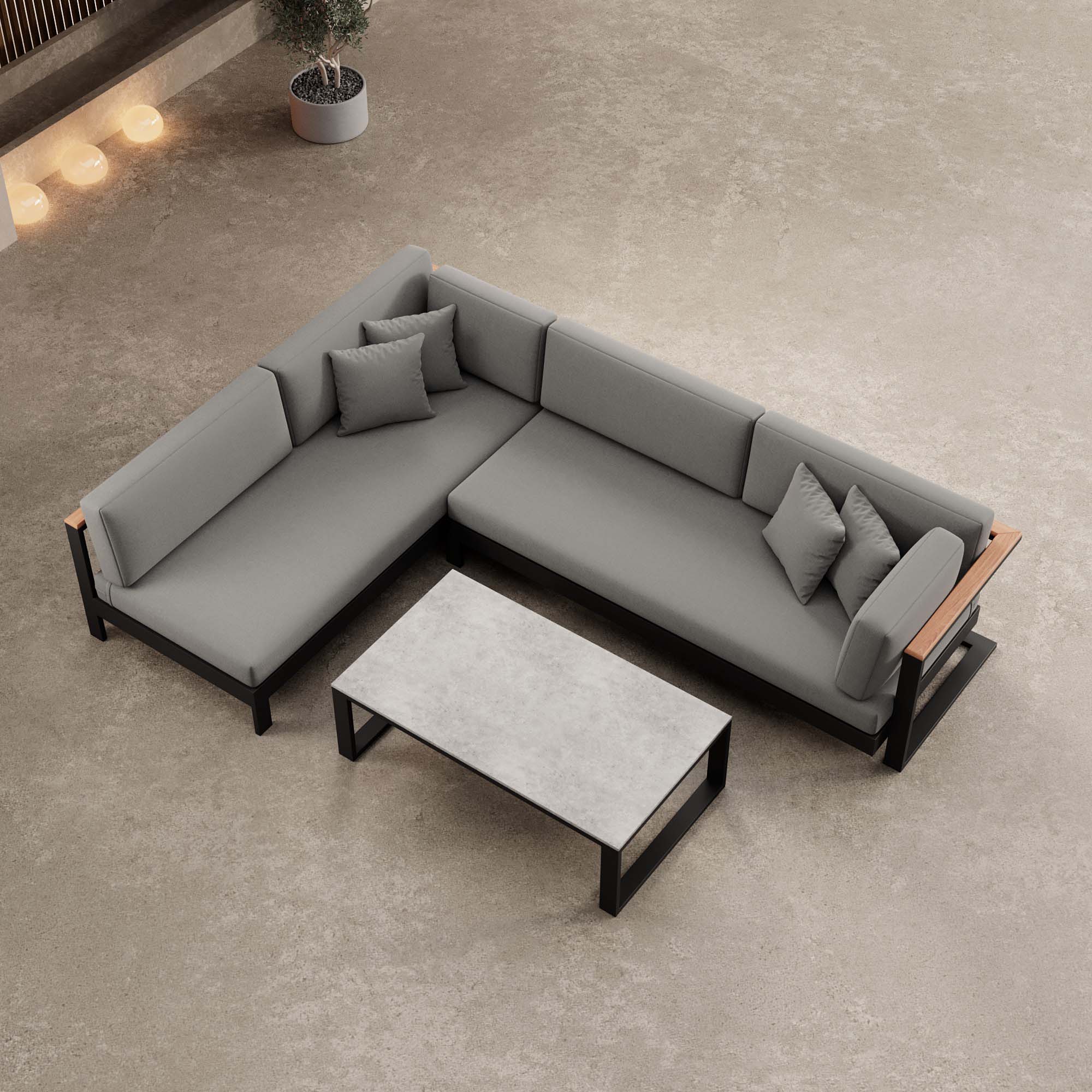 Luxuriöse Vayla Ecklounge Gartenmöbel Set mit Sunbrella® Polstern & Aluminiumrahmen