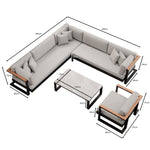 Lade das Bild in den Galerie-Viewer, Luxuriöse Aevora™ Garten Loungegruppe: Ecksofa, Sessel &amp; Tisch – Aluminium &amp; Sunbrella
