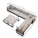 Lade das Bild in den Galerie-Viewer, Luxuriöse Vayla Sunbrella Outdoor-Wohnlandschaft mit Doppeltisch und Ecksofa – Premium Aluminium Gartenlounge
