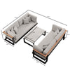 Vayla Modernes Outdoor Lounge Set: 2 Aluminium Zweisitzer, Tisch – Sunbrella Stoff Bezüge