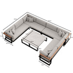 Lade das Bild in den Galerie-Viewer, Vayla Luxus U-förmige Outdoor-Wohnlandschaft mit elegantem Aluminiumtisch für Garten
