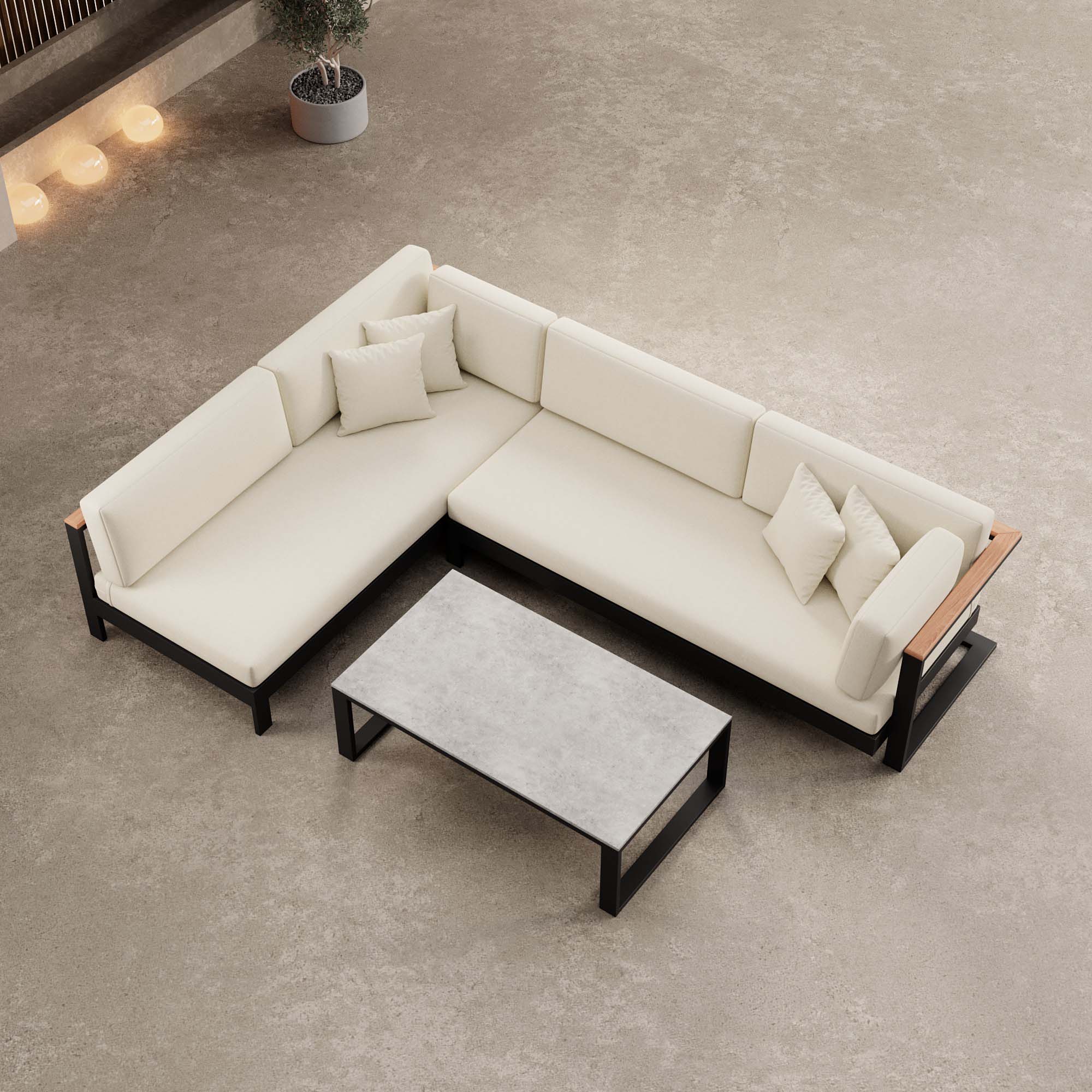 Luxuriöse Vayla Ecklounge Gartenmöbel Set mit Sunbrella® Polstern & Aluminiumrahmen