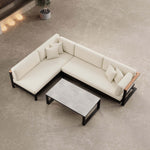 Lade das Bild in den Galerie-Viewer, Luxuriöse Vayla Ecklounge Gartenmöbel Set mit Sunbrella® Polstern &amp; Aluminiumrahmen
