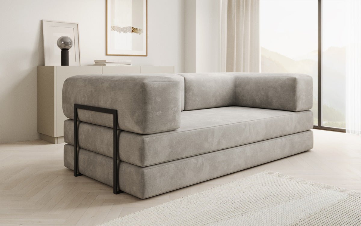 Luxuriöses "Lazy" 3-Sitzer Samt Designer Sofa mit Schlaffunktion und Stauraum