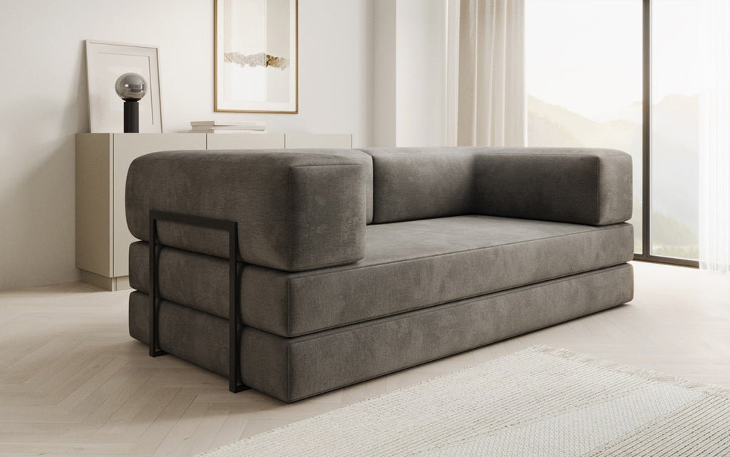 Luxuriöses "Lazy" 3-Sitzer Samt Designer Sofa mit Schlaffunktion und Stauraum