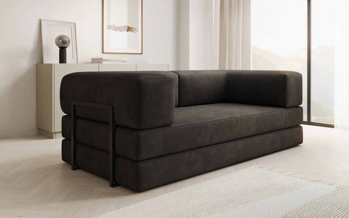 Luxuriöses "Lazy" 3-Sitzer Samt Designer Sofa mit Schlaffunktion und Stauraum