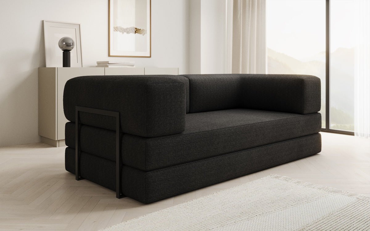 Luxuriöses Designer Lazy 3-Sitzer Schlafsofa mit Bouclé-Stoff und Stauraum