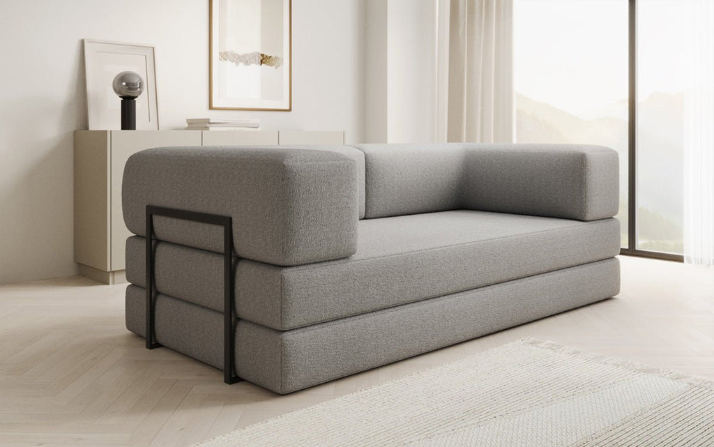 Luxuriöses Designer Lazy 3-Sitzer Schlafsofa mit Bouclé-Stoff und Stauraum