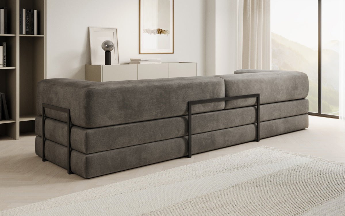 Luxuriöses XXL Designer Samt Sofa mit Schlaffunktion, Stauraum und Komfort