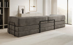 Lade das Bild in den Galerie-Viewer, Luxuriöses XXL Designer Samt Sofa mit Schlaffunktion, Stauraum und Komfort
