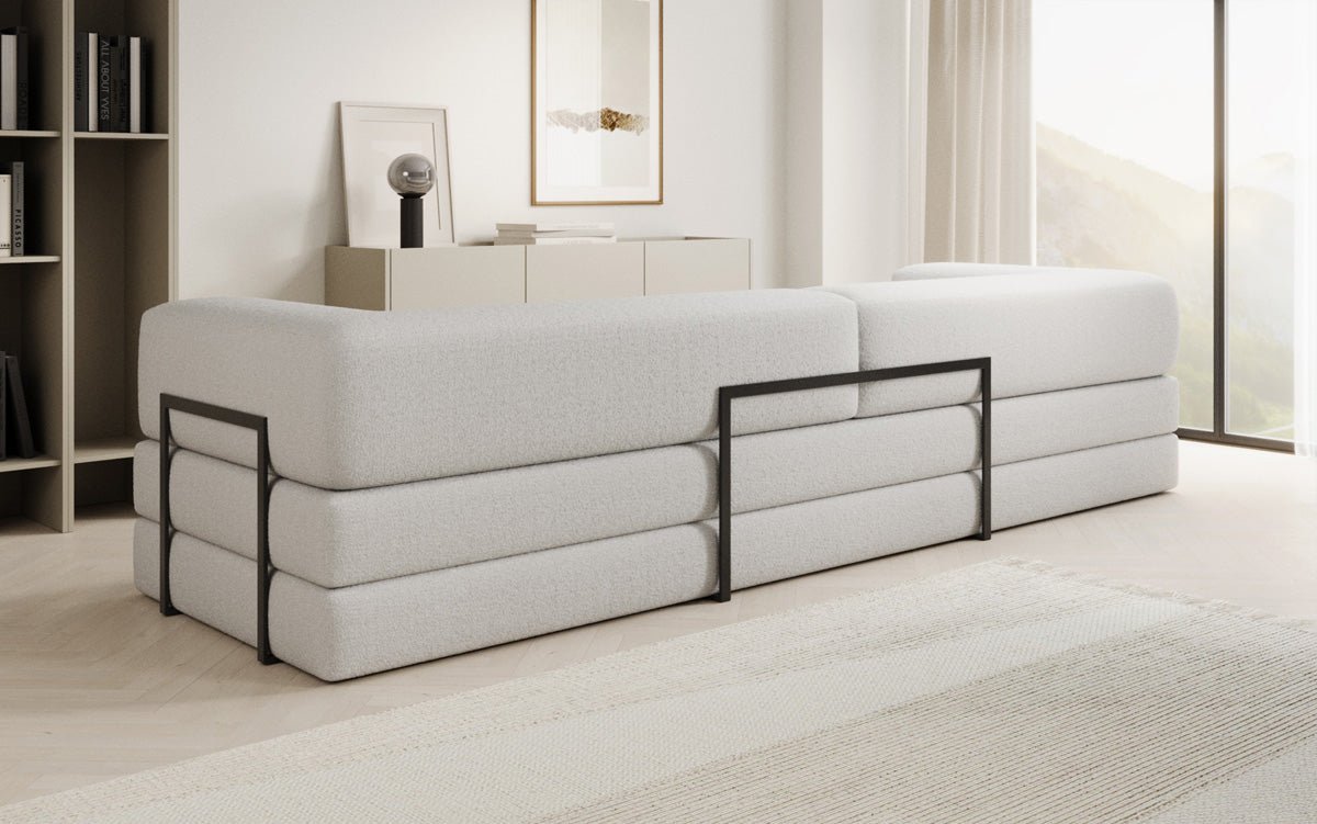 Luxuriöses XXL Designer Bouclé Sofa – 3 Sitzer mit Schlaffunktion & Stauraum