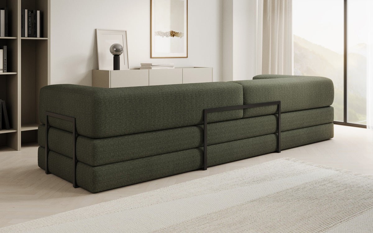 Luxuriöses XXL Designer Bouclé Sofa – 3 Sitzer mit Schlaffunktion & Stauraum