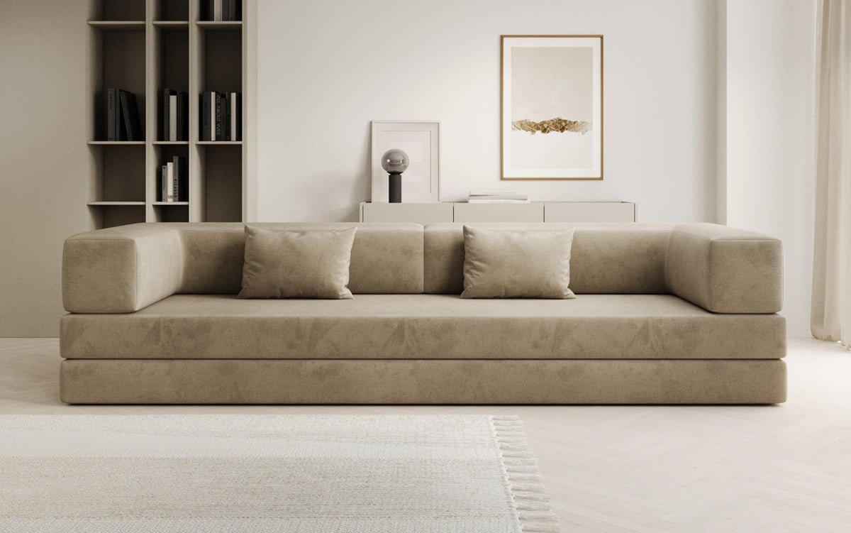 Luxuriöses XXL Designer Samt Sofa mit Schlaffunktion, Stauraum und Komfort