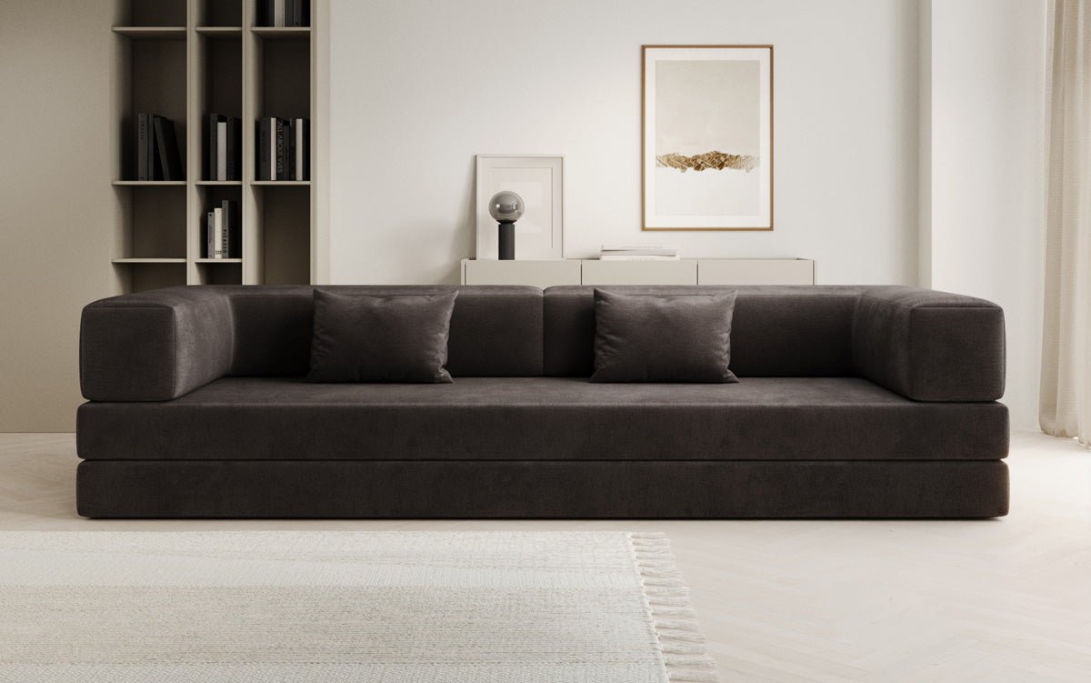Luxuriöses XXL Designer Samt Sofa mit Schlaffunktion, Stauraum und Komfort