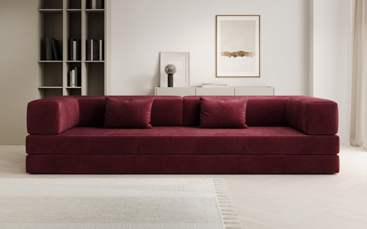 Luxuriöses XXL Designer Samt Sofa mit Schlaffunktion, Stauraum und Komfort