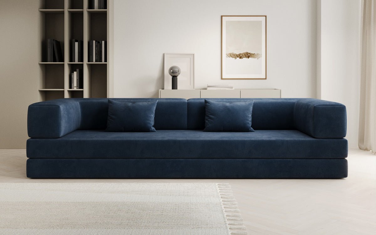 Luxuriöses XXL Designer Samt Sofa mit Schlaffunktion, Stauraum und Komfort