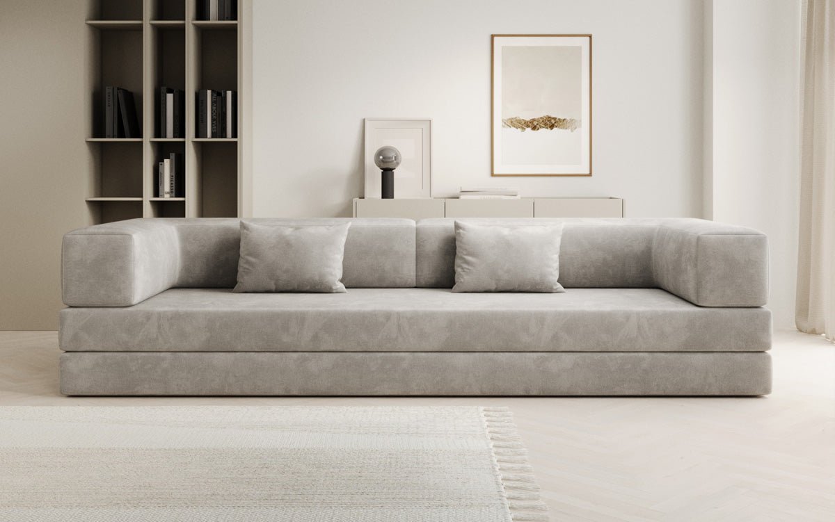 Luxuriöses XXL Designer Samt Sofa mit Schlaffunktion, Stauraum und Komfort