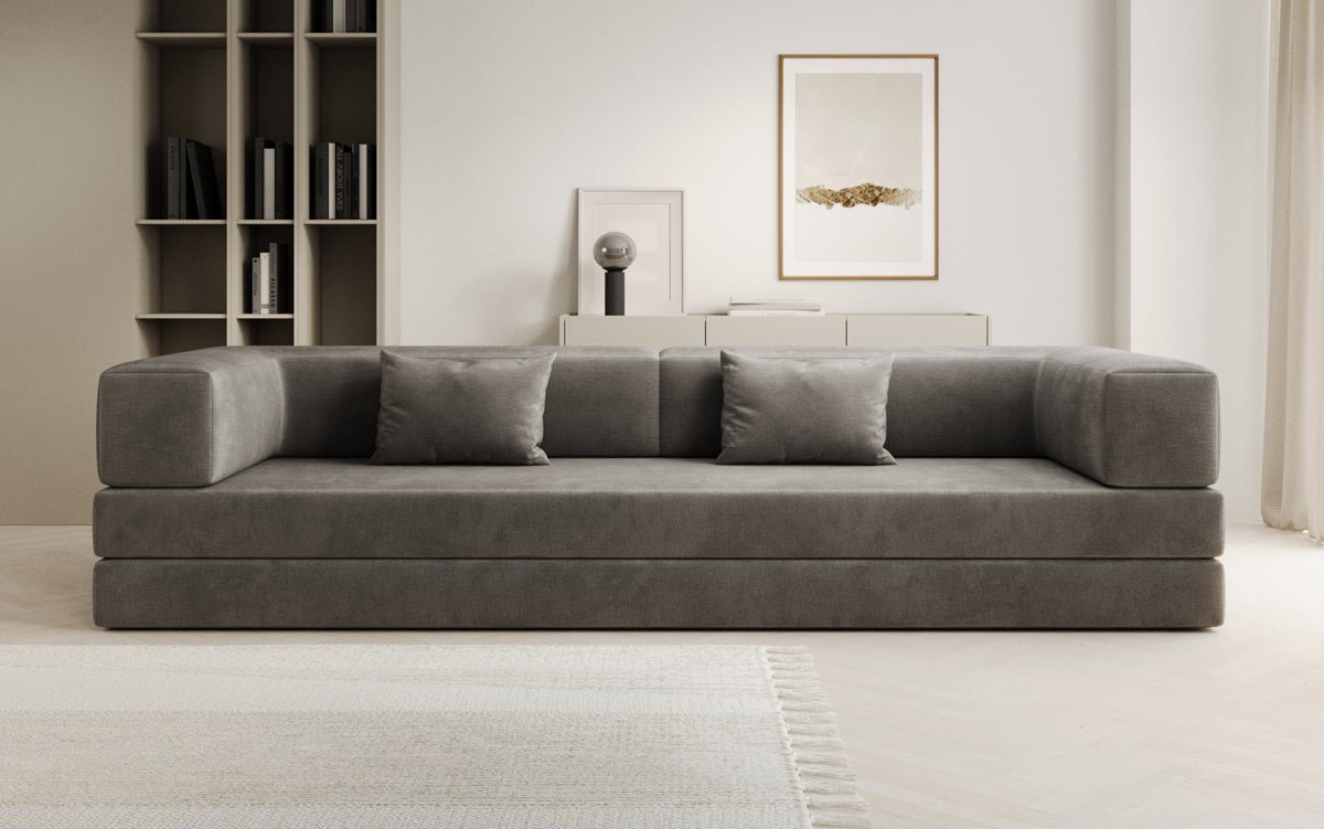 Luxuriöses XXL Designer Samt Sofa mit Schlaffunktion, Stauraum und Komfort