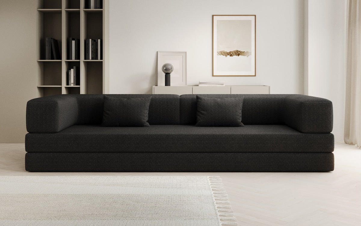 Luxuriöses XXL Designer Bouclé Sofa – 3 Sitzer mit Schlaffunktion & Stauraum