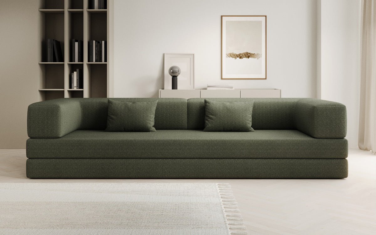 Luxuriöses XXL Designer Bouclé Sofa – 3 Sitzer mit Schlaffunktion & Stauraum